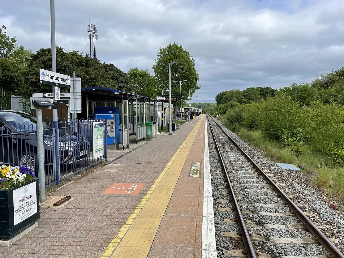 Hanborough station, the nearest railway to Witney, on the Cotswold Line about six miles east of the town
